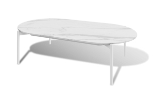 MR1002108 журнальный стол из искусственного камня овальный, 130х70см, Н38, цвет белый